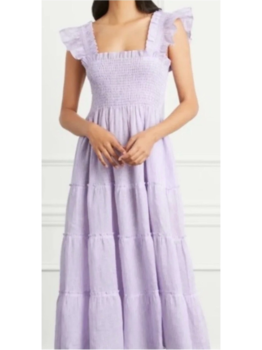 Girls' Lavender Smocked Maxi Dress with Ruffle Straps
